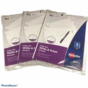 Lot Of 3 Avery Write And Erase 5 Tab Dividers New